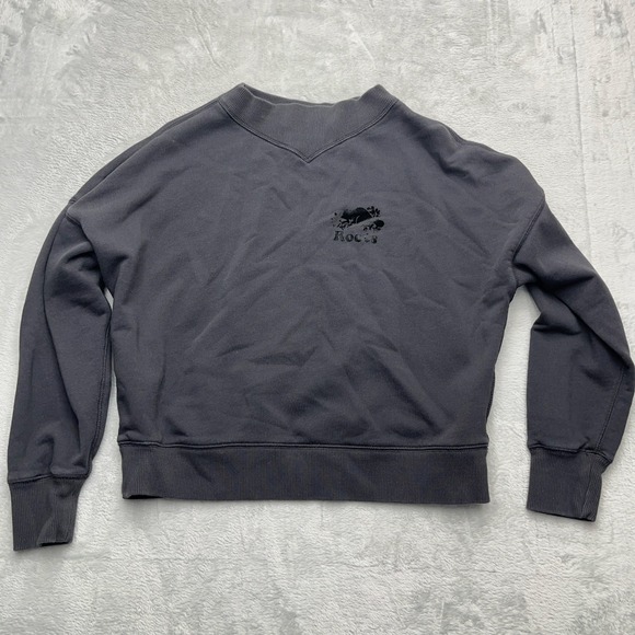 Roots Tops - Roots Women's Gray Mock Neck Long Sleeve Sweatshirt Size XS